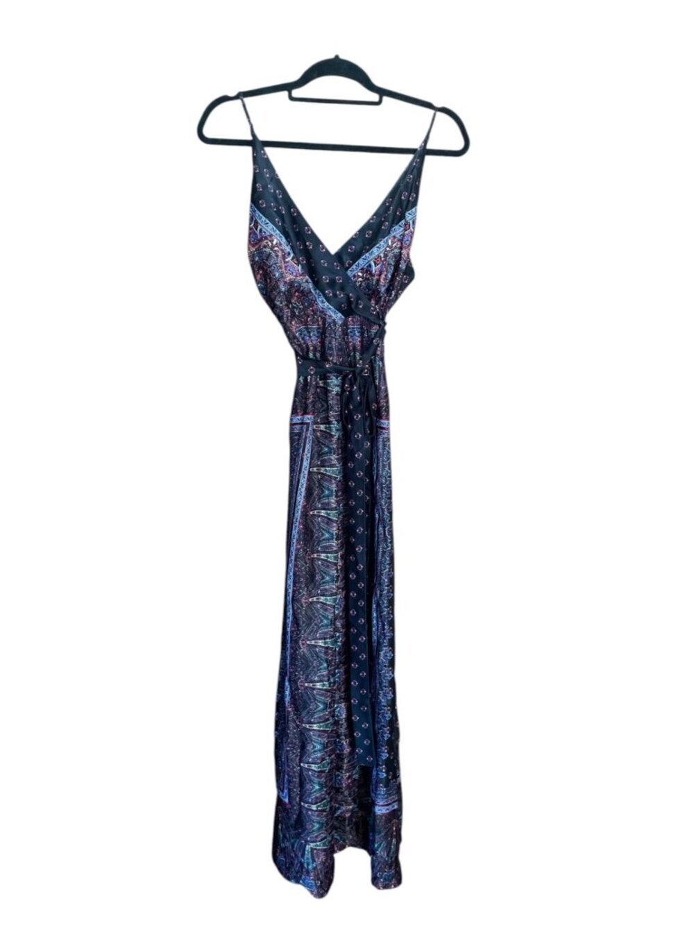 Free People Cabbage Rose Jumpsuit Black Tapestry Print Boho Western SZ 4